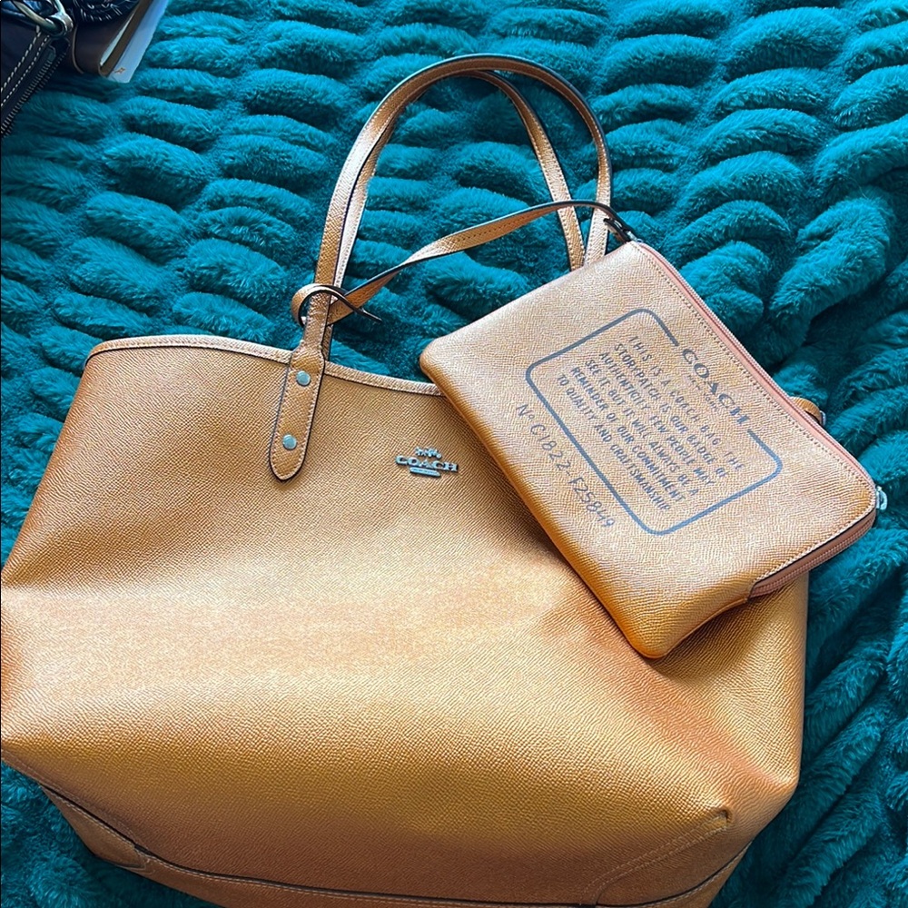 Coach orange Tote Bag with Pouch
